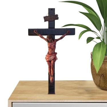 Imagem de Crucifixo de parede católico para casa, arte de parede cristã realista para meditação | Decoração de parede de Jesus Cristo, crucifixo sangrento de paixão religiosa, estatuetas colecionáveis para