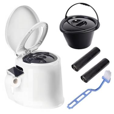 Imagem de Axidou Vaso sanitário portátil, vaso sanitário adulto e infantil, balde móvel de 14 litros, vaso sanitário de acampamento e trailer, adequado para acampamento, caminhada, trailer, barco, quarto