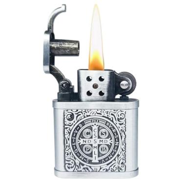 Imagem de Isqueiro Constantine Vintage Pocket Lighter Fluido Recarregável, Clássico Trench Antique Querosene Isqueiros para Coleção-Decorativo-Presente-Papai Marido-Personalidade Presente (Prata)