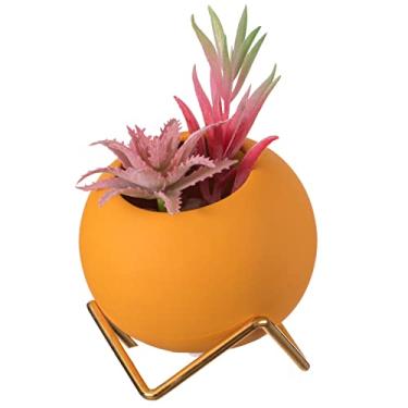 Imagem de Vaso de flor de cerâmica pequeno moderno para sala de estar, mesa de escritório em casa, sala de jantar e entrada (Amarelo)