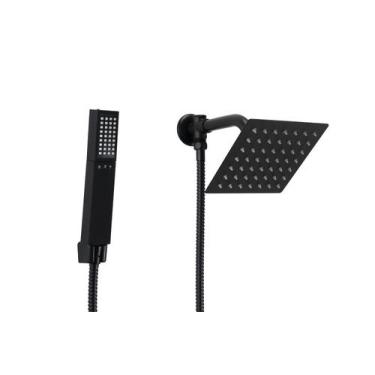 Imagem de Ducha 15 cm Preto Fosco em Inox com Chuveirinho de Mão 3 ABS - AMG Met