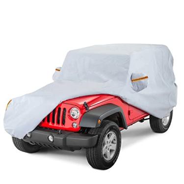 Imagem de BDFHYK Capa de carro à prova d'água 2 portas Wrangler Covers, proteção para todos os climas, capa externa para Jeep Wrangler CJ, YJ, TJ e JK 1955-2017 com cabo de trava com zíper da porta do motorista