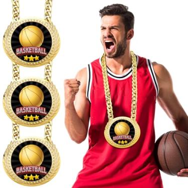 Imagem de Tondiamo 3 peças de medalha de corrente de rotatividade para esportes 15 cm ouro medalha de prêmio MVP colar de corrente campeã vencedor prêmio troféu colar pingente para fantasia esportes presente