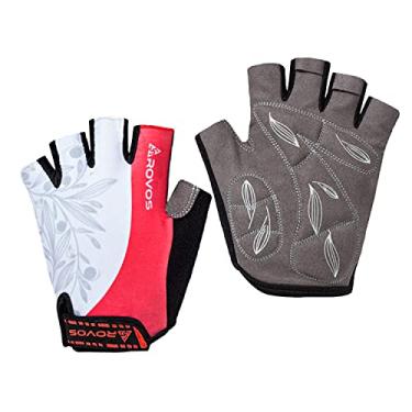 Imagem de Luvas femininas ROVOS leves e antiderrapantes de 5 mm para ciclismo, luvas respiráveis para ciclismo, ciclismo, ciclismo, equitação, academia, esportes, Rose Red, Medium