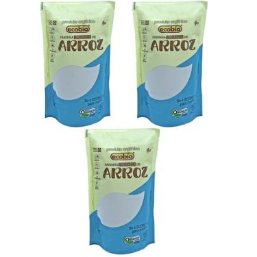 Imagem de KIT 3 Farinha De Arroz Orgânica Vegana S Glúten Ecobio 1,5Kg
