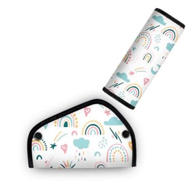 Imagem de Capa de cinto de segurança infantil, almofada de pescoço e abdômen para crianças - capa de alças macias e respiráveis para assento elevatório, carrinhos de bebê e cadeiras altas | Acessório de viagem