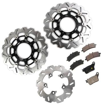Imagem de Discos e pastilhas de disco de freio dianteiros e traseiros flutuantes compatíveis com Suzuki GSXR 600 750 2011-2015, GSXR 1000 2012-2015, acessórios de substituição de motocicleta pretos