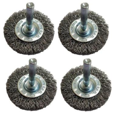 Imagem de Kit Jogo 4 Escovas de Aço Circular 63mm Haste P/ Furadeira - Rayco