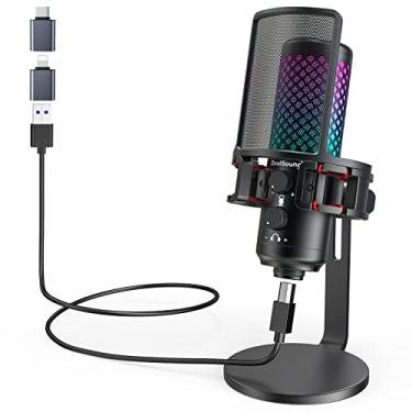 Imagem de Microfone USB ZealSound para iPhone, iPad, telefone, PC, microfone RGB para jogos com metal completo, mudo, filtro pop, ganho para podcast, streaming, YouTube, Voice Over
