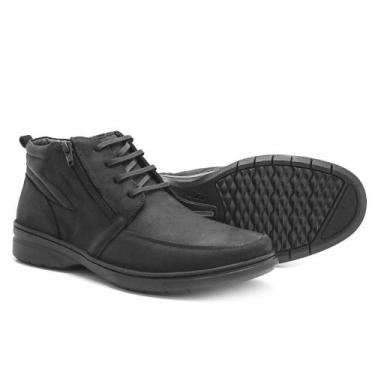 Imagem de Bota Masculina Com Ziper Couro Preto Leveterapia - Leveterapia LTP, 40