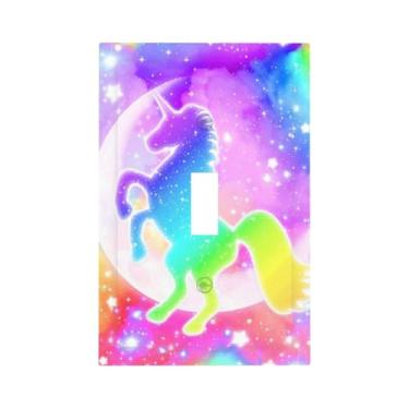 Imagem de Capas decorativas para interruptores de luz de unicórnio para crianças, colorido, arco-íris, placa de parede, dispositivo elétrico, placa frontal, decoração de casa de fazenda