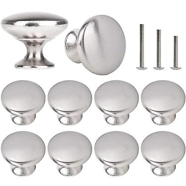 Imagem de OctinPris 10 puxadores redondos de níquel escovado para gavetas, 30 mm, para cozinha, armário, móveis, baú, porta, banheiro, 10 peças