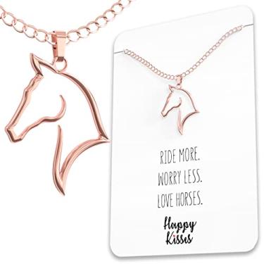 Imagem de Colar Happy Kisses Horse – Presente de cavalo para cavaleiros – Pingente fofo com contorno para mulheres e meninas – Cartão de mensagem doce 18"