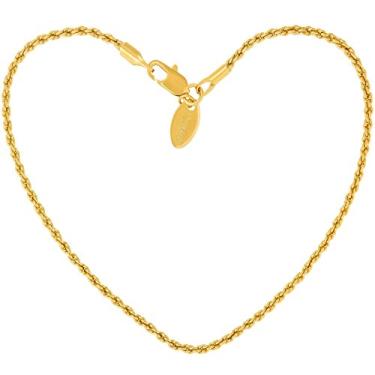 Imagem de LIFETIME JEWELRY Tornozeleira feminina de ouro de 1 mm com corrente de corda banhada a ouro real 24k, Medium, Large and Extra Large, Metal, Sem pedras preciosas
