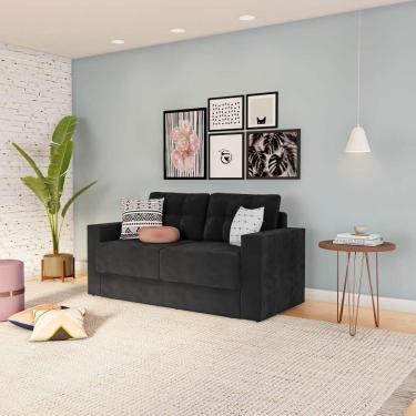 Imagem de Sofá 3 Lugares Retrátil Brémen Suede Preto 180 cm