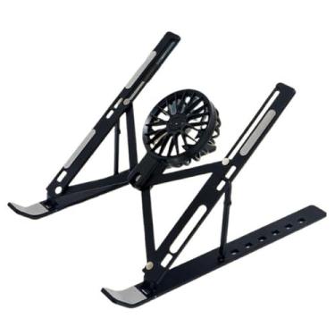 Imagem de Suporte para laptop Suporte para refrigerador de laptop para mesa, suporte dobrável portátil para laptop com ventilador para tablet de 16 a 18 polegadas, laptop e notebook Elevador para laptop(Preto,1