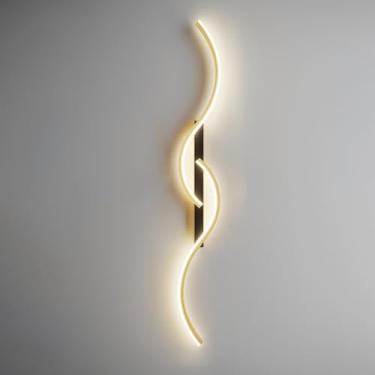 Imagem de HOSETEON Arandela de parede ondulada LED, arandelas de parede lineares, forma de onda, lâmpada de montagem de parede moderna, luzes de lavagem de parede interna r g quarto