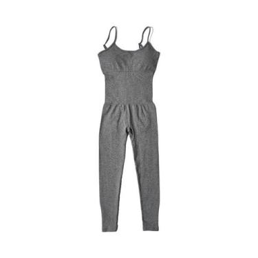 Imagem de Macacão de Yoga Sem Costura Feminino - Conjunto de Agasalho para Fitne