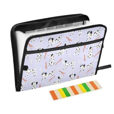 Imagem de ZZKKO Cute Dalmatian Pasta de arquivo expansível com 13 bolsos com etiquetas sanfonada, organizador de documentos, tamanho carta A4, documentos expansíveis