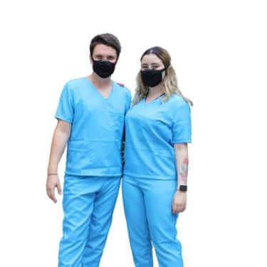 Imagem de Pijama Cirúrgico Conjunto Hospitalar UnissexOxford Azul G - Lollyn
