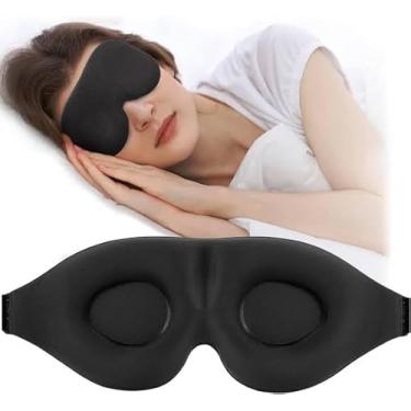 Imagem de Máscara de Dormir 3D Ajustável em Espuma Macia, Bloqueio Total de Luz, Design Anatômico Sem Pressão nos Olhos, Ideal para Sono Profundo, Relaxante, Viagens e Sonecas Diárias, Preto Luxuoso