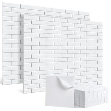 Imagem de HIRESC Pacote Com 18 Painéis Acústicos Absorção De Som 12 X 0,4 ", Espuma À Prova Alta Densidade Para Paredes, Tijolo Branco