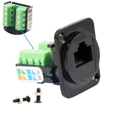 Imagem de FENGHAISHUN RJ45/8P8C Conector fêmea de montagem em painel sem solda tipo D Extensor Ethernet Cat5E Terminal Adaptador de rede Keystone Jack Dados de crimpagem com parafuso