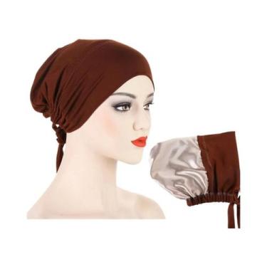 Imagem de Boné Hijab de Cetim Modal Dupla Camada - Turbante Muçulmano para Mulhe
