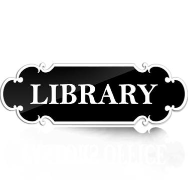 Imagem de Placa de porta de biblioteca de 22 x 7,6 cm, autoadesiva, para sala de empréstimo, leitura, livro, recanto, escola, casa, estudo, porta, decoração de parede