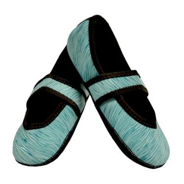 Imagem de Nufoot Pantufas femininas Betsy Lou, dobráveis, rasteiras flexíveis, chinelos de viagem, sapatos de exercícios, sapatos de dança, meias de ioga, sapatos para casa, sapatos internos, Turquesa, X-Large