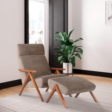 Imagem de Poltrona Com Puff Relax Estilo Retrô D33 Capuccino