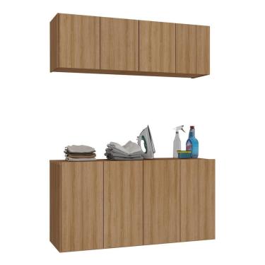 Imagem de Conjunto Lavanderia Suspenso Multiuso Armário Aéreo E Balcão Mp5052 Rustic Rustic