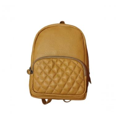 Imagem de Mochila Feminina De Couro Nina Matê. Cor Mostarda