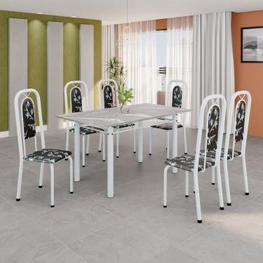 Imagem de Conjunto Sala de Jantar com 6 Cadeiras Lara Preto / Branco