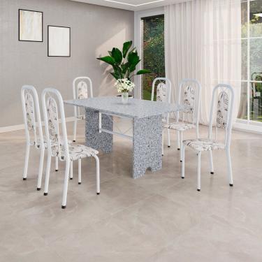 Imagem de Conjunto Sala de Jantar com 6 Cadeiras Lara Arabesco / Branco