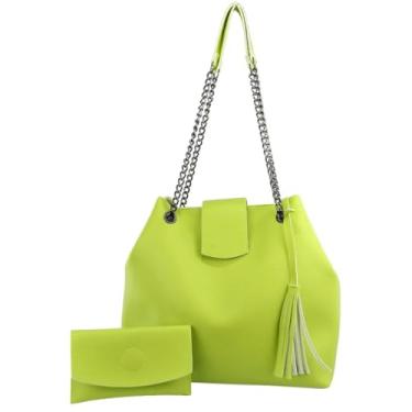 Imagem de Bolsa Feminina Saco Corrente Grafite Necessaire (Verde Lima 1010)