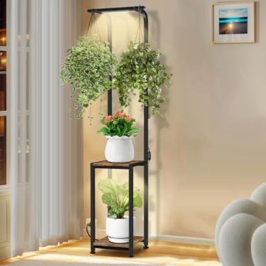 Imagem de LAIDUOLEOE Suporte Para Plantas Interno Com Luz De Cultivo, Prateleira Suspensa Interna, Suportes 65'' Altura Plantas, Sala Estar, Quarto, Varanda