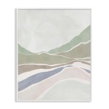 Imagem de Stupell Industries Paisagem do deserto em tons pastéis silenciosos, design de arte giclée emoldurado branco por Nikita Jariwala, 28 x 35 cm