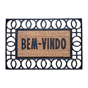 Imagem de Capacho Borracha Frame E Fibra De Coco 60x40cm - UZOO, Frame Circulos