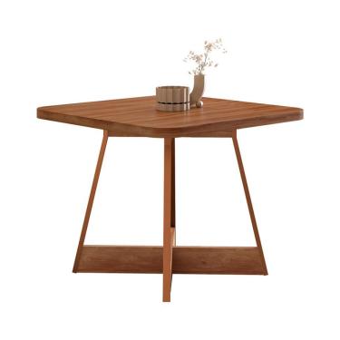 Imagem de Mesa de Jantar Quadrada com Tampo de MDP Átria Nogal e Rosê