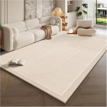 Imagem de Tapete de veludo cristalino simples estilo creme para sala de estar, mesa de centro, decoração de quarto, tapete para estudo e vestiário (120 x 200 cm, 47 x 79 polegadas/SJR-11)