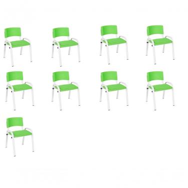Imagem de Kit 9 Cadeira Iso Infantil Creche, Escola Base Branco Verde Claro