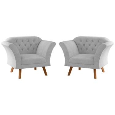 Imagem de Conjunto Poltrona Decorativa Roseira Linha Cinza