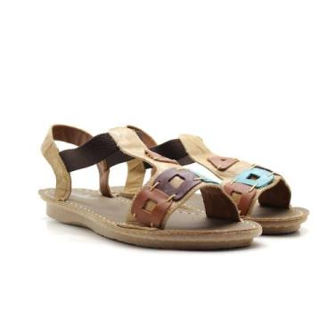 Imagem de Sandália Rasteirinha Feminina Em Couro Elástico Confortável - DANDY, C