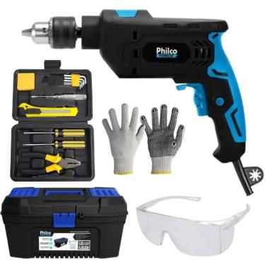 Imagem de Furadeira Philco + Caixa Com Kit De Ferramentas 