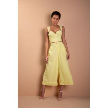 Imagem de Calça Pantacourt Lara Alfaiataria - Amarelo - Amey, G