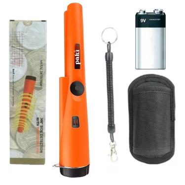 Imagem de Detector de Metais Portátil à Prova D'Água com Bateria 9V Pinpointer GP para Ouro e Prata Moedas e Itens Pequenos Vibração + Som Cor Laranja