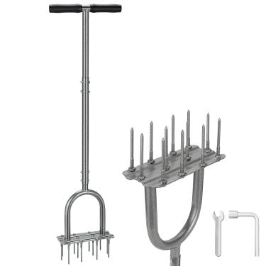 Imagem de Fologtoo Ferramenta de aeração de ponta de aerador de grama, ferramenta de gramado pré-montada de 110 cm com 12 pontas de metal duráveis, aeradores manuais eficientes para aerador de grama de jardim,