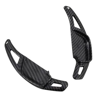 Imagem de TECART 2 peças de plástico ABS capa de extensão de mudança de volante apto para altis Reiz (2010-2018) Ralink (2014-2018) Camry (2012-2016) Corolla (2014-2018) Cayaris Vios Jelucci padrão de fibra de