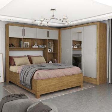 Imagem de Guarda-roupa Casal Modulado 4 Portas com Cama Santiago 3 Portas com Es